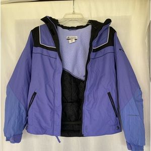 COLUMBIA OMNI-SHIELD Purple/Black Hooded JACKET Youth 18/20. Waterproof Fabric